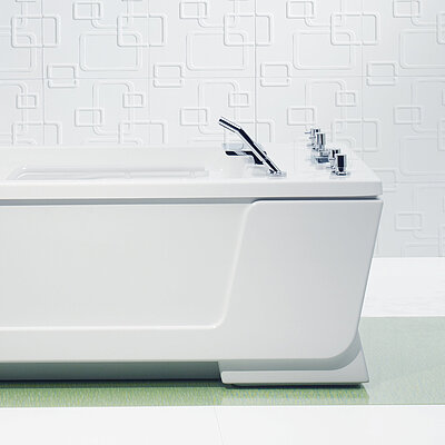 Eine Badewanne für automatische Unterwassermassagen mit 260 Wasserdüsen in modernem Design