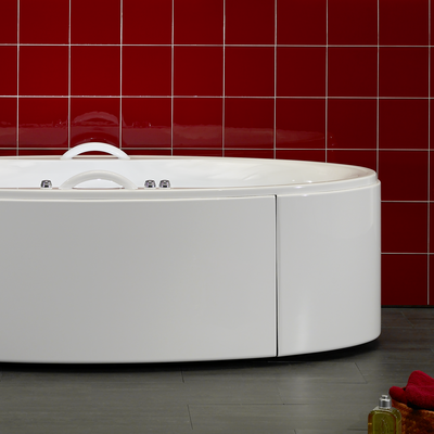 An oval bathtub for whirlpool massage