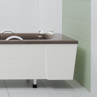 A brown tub with white cladding for moor-mud baths