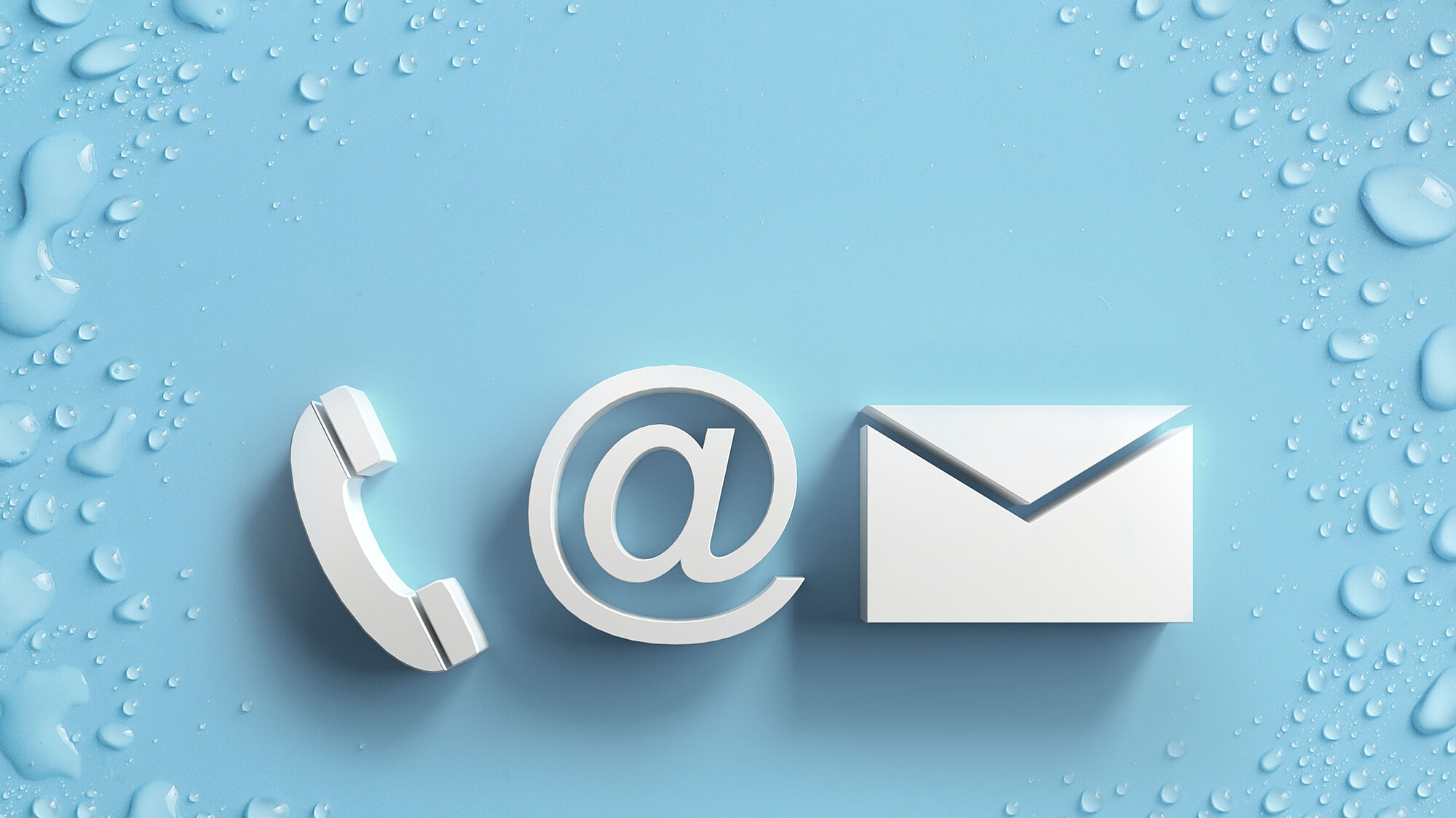 Symbole für Telefon, E-Mail und Brief